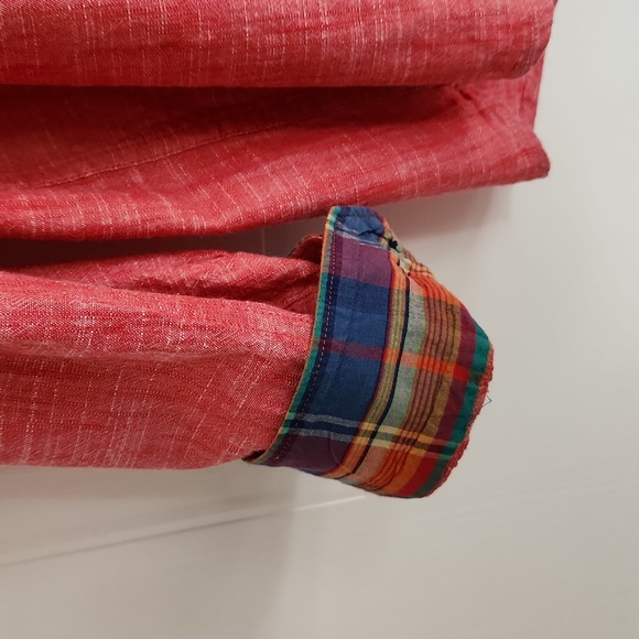 Joe Browns red cotton gauze button down shirt, size large - Picture 4 of 9